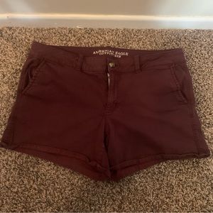 American Eagle Maroon Fabric Shorts